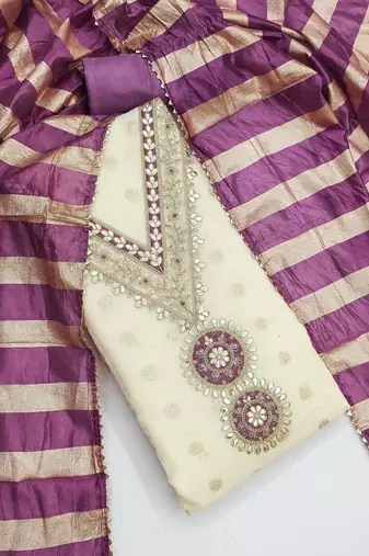 floral embroidered unstitched dress material