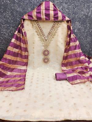 floral embroidered unstitched dress material 3