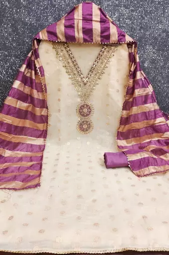 floral embroidered unstitched dress material