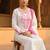 White embroidered viscose rayon kurta trouser dupatta set