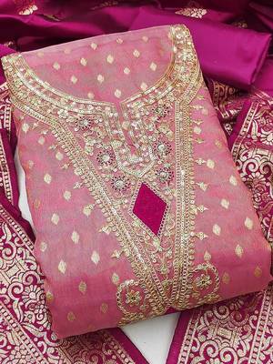 embroidered organza unstitched dress material 1