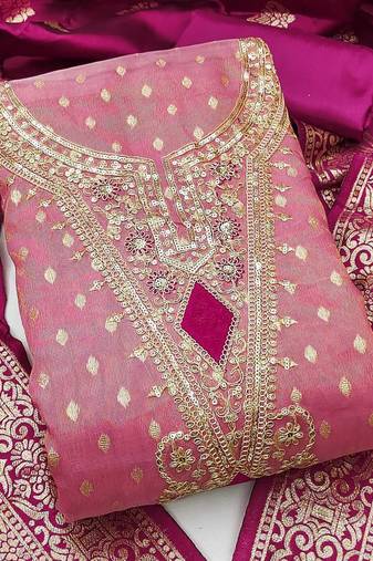 embroidered organza unstitched dress material