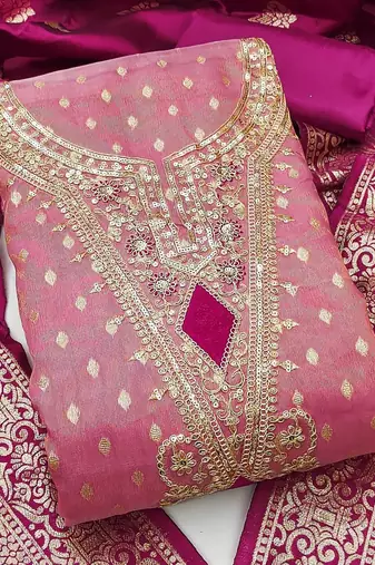 embroidered organza unstitched dress material