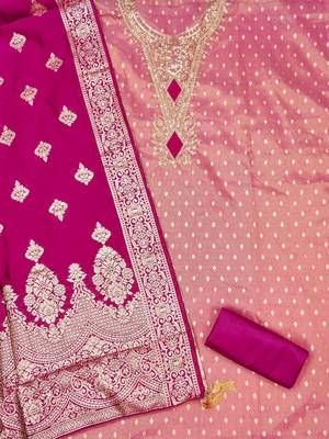 embroidered organza unstitched dress material 2