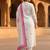 White embroidered viscose rayon kurta trouser dupatta set