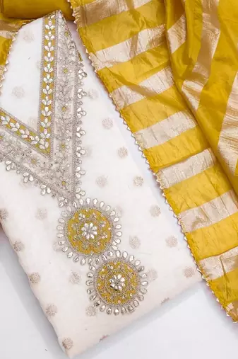 embroidered unstitched dress material