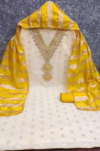 embroidered unstitched dress material