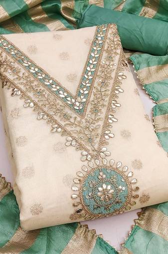 women printed & embroidered unstitched dress material
