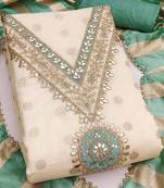 women printed & embroidered unstitched dress material