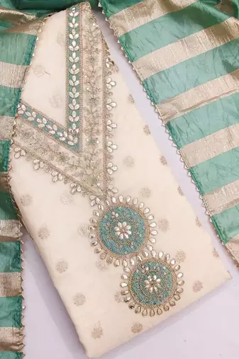 women printed & embroidered unstitched dress material