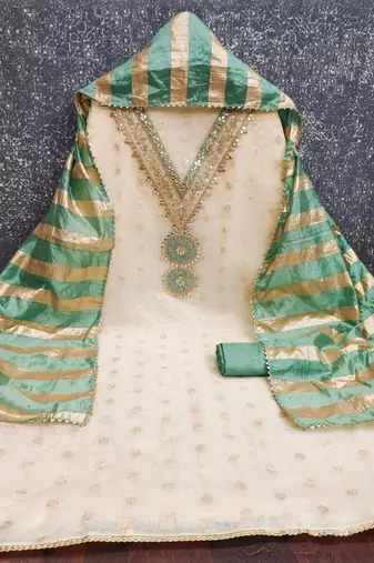 women printed & embroidered unstitched dress material