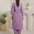 Lavender embroidered silk blend kurta trouser dupatta set