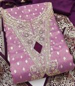floral embroidered organza unstitched dress material