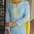 Dusty blue a line embroidered kurta with pant and dupatta