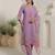 Lavender embroidered silk blend kurta trouser dupatta set