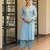 Dusty blue a line embroidered kurta with pant and dupatta