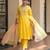 Yellow a line embroidered kurta with pant and ombre dupatta