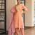 Peach a line embroidered kurta with pant and dupatta