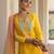 Yellow a line embroidered kurta with pant and ombre dupatta