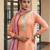 Peach a line embroidered kurta with pant and dupatta