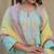 Mint green embroidered short kurta with farshi salwar and ombre dupatta