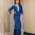 Royal blue embroidered kurta with pant and dupatta