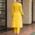 Yellow a line embroidered kurta with pant and ombre dupatta