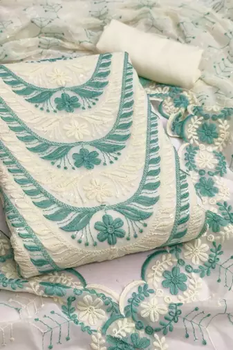 embroidered unstitched dress material