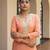 Peach a line embroidered kurta with pant and dupatta