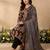 Black embroidered pure cotton kurta trouser dupatta set