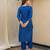 Royal blue embroidered kurta with pant and dupatta
