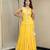 Yellow embroidered top with crinkled voille skirt set