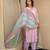 Lilac embroidered kurta with pant and dupatta