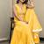 Yellow embroidered top with crinkled voille skirt set