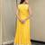 Yellow embroidered top with crinkled voille skirt set