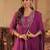 Burgundy embroidered georgette kurta trouser dupatta set