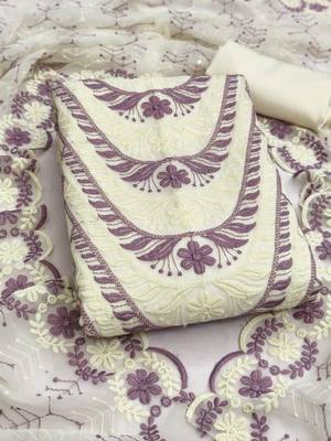 embroidered unstitched dress material 2