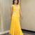 Yellow embroidered top with crinkled voille skirt set