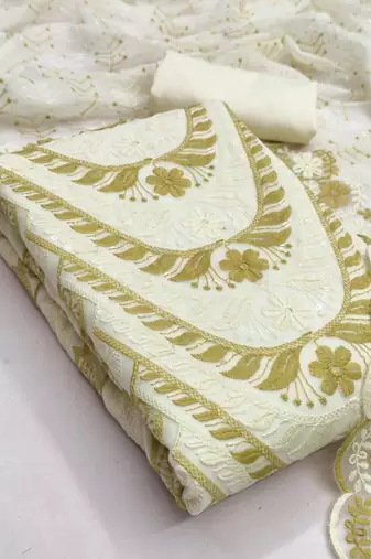 embroidered unstitched dress material