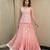 Peach embroidered top with crinkled voille skirt set