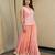 Peach embroidered top with crinkled voille skirt set