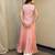 Peach embroidered top with crinkled voille skirt set