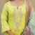 Lime green embroidered short kurta with farshi salwar and ombre dupatta