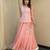Peach embroidered top with crinkled voille skirt set