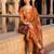 Orange printed cotton blend kurta trouser dupatta set