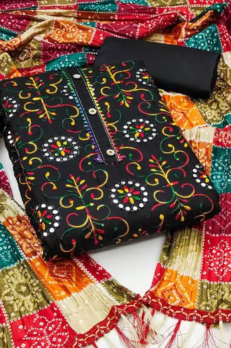 floral embroidered unstitched dress material