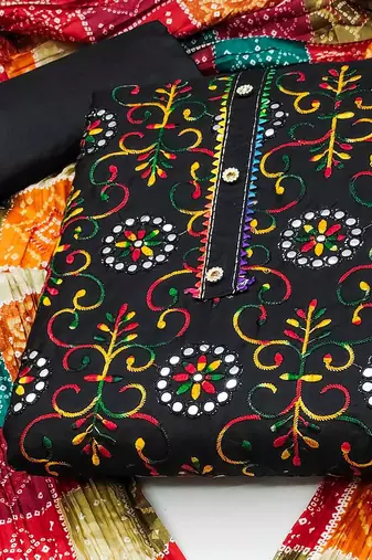 floral embroidered unstitched dress material