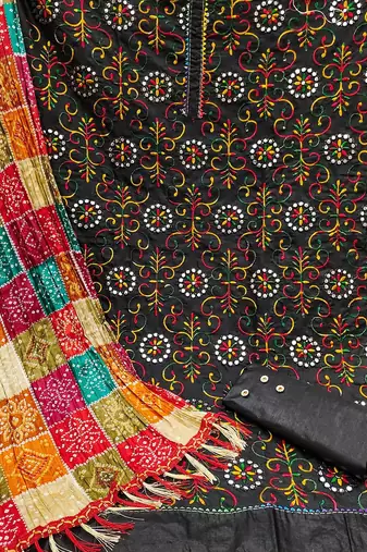 floral embroidered unstitched dress material
