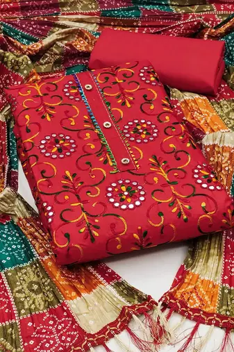 floral embroidered unstitched dress material