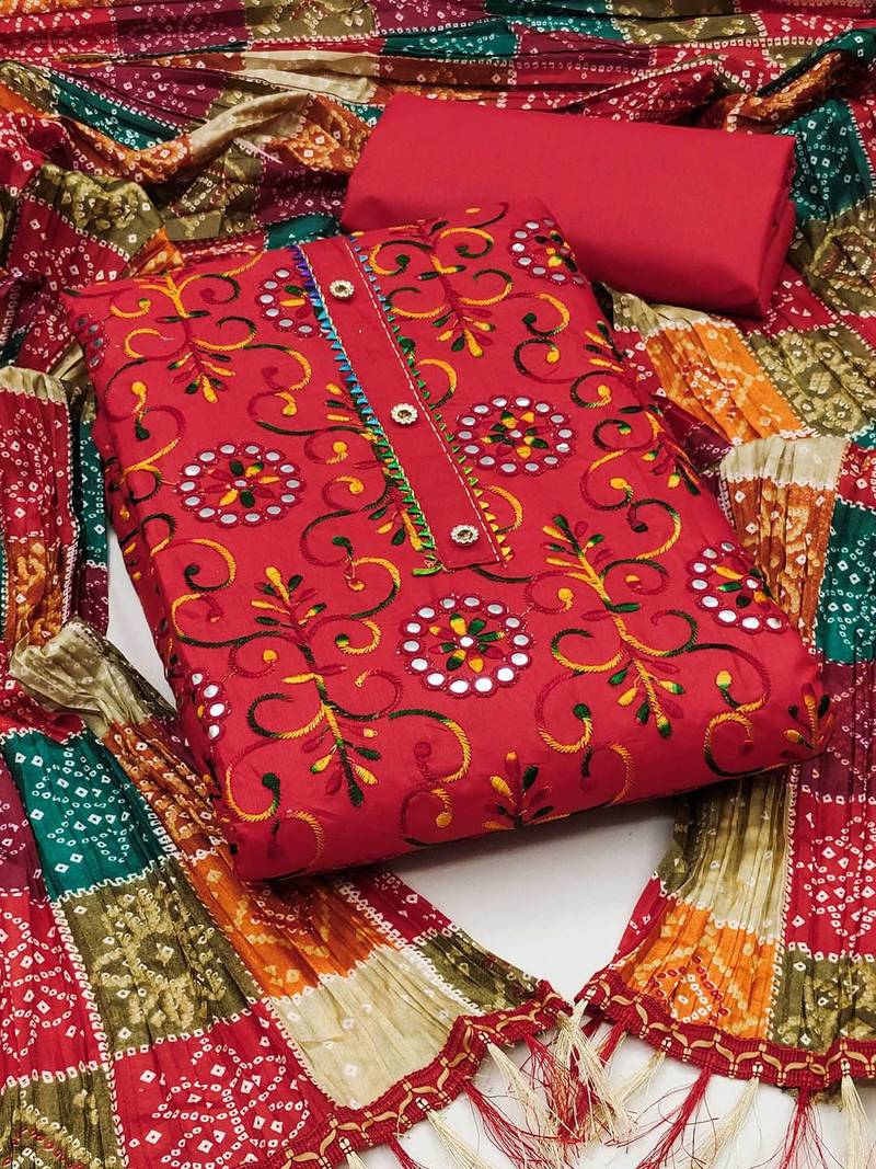 Floral Embroidered Unstitched Dress Material